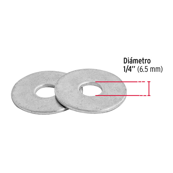 Rondana Plana 1/4" (6 mm) 100 Piezas Fiero