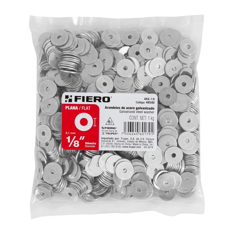 Rondana Plana 1/8" (3 mm) 100 Piezas Fiero