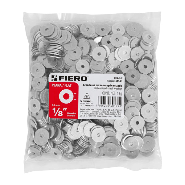 Rondana Plana 1/8" (3 mm) Bolsa 1 Kilo Fiero