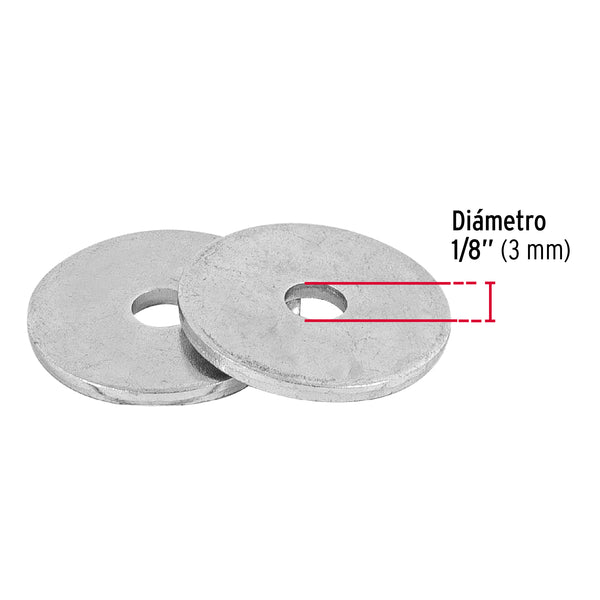 Rondana Plana 1/8" (3 mm) 100 Piezas Fiero