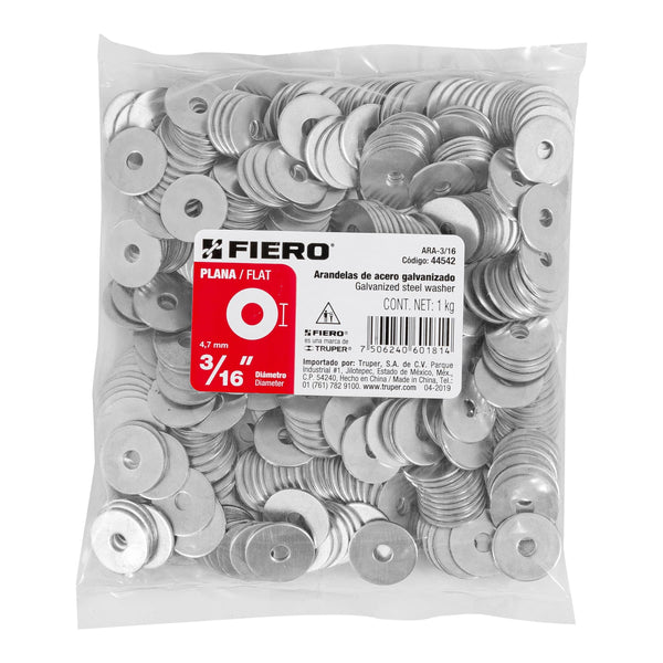 Rondana Plana 3/16" (5 mm) Bolsa 1 Kilo Fiero