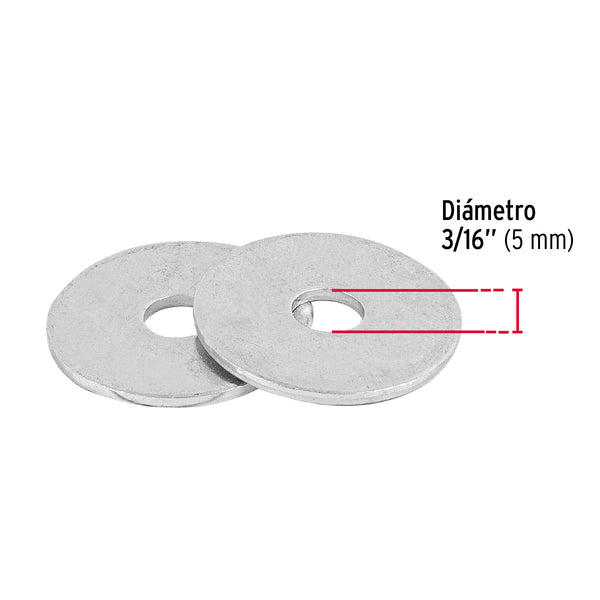 Rondana Plana 3/16" (5 mm) 100 Piezas Fiero