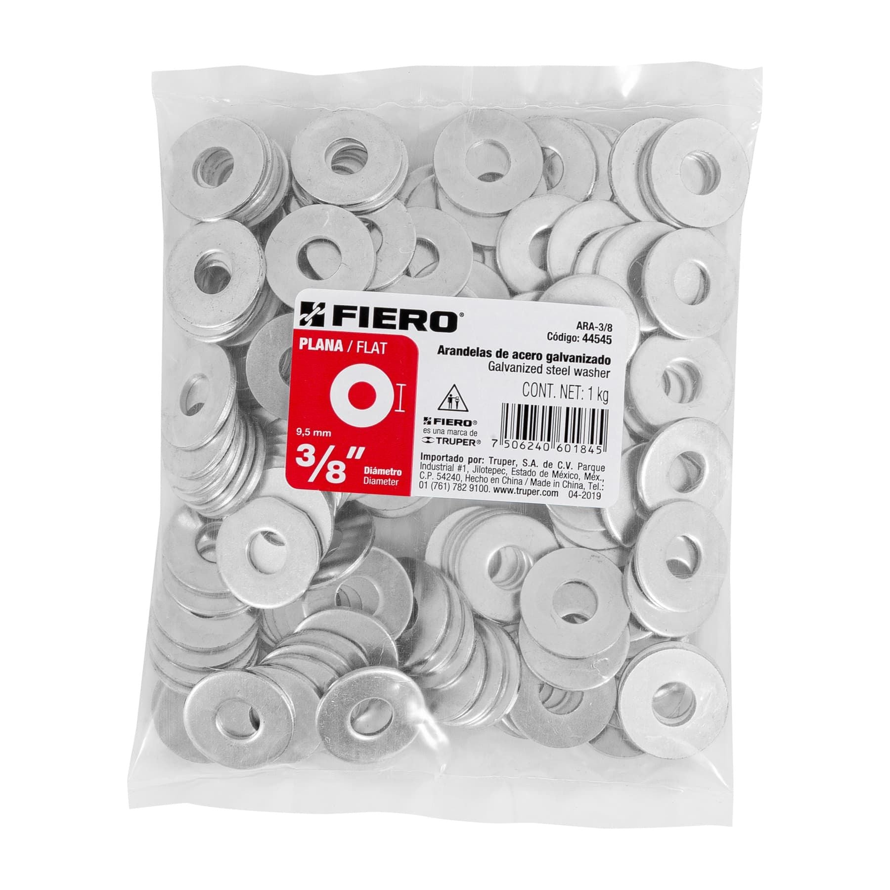 Rondana Plana 3/8" FIERO 100 Piezas