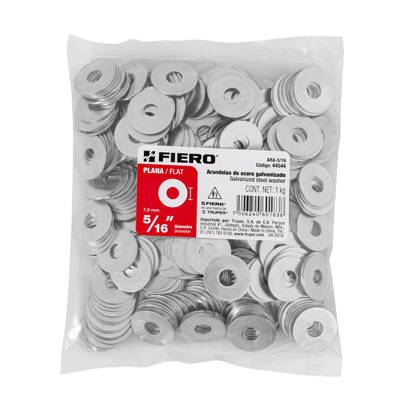 Rondana Plana 5/16" (8 mm) Bolsa 1 Kilo Fiero