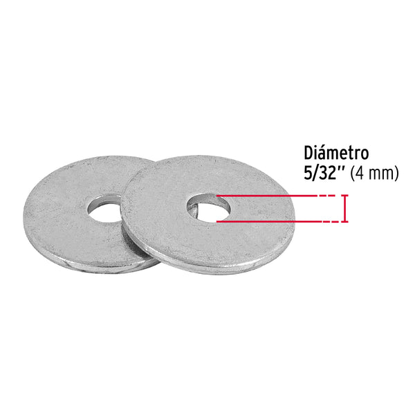 Rondana Plana 5/32" (4 mm) 100 Piezas Fiero