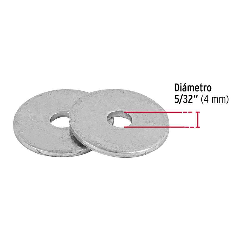 Rondana Plana 5/32" (4 mm) 100 Piezas Fiero