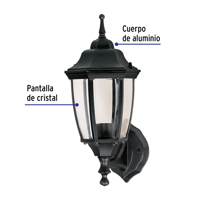 Arbotante Tipo Farol Tradicional Soportado para Exterior Volteck Negro