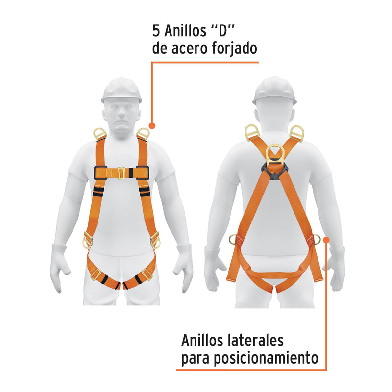 Arnes de Cuerpo Completo 5 Anillos ANSI Truper
