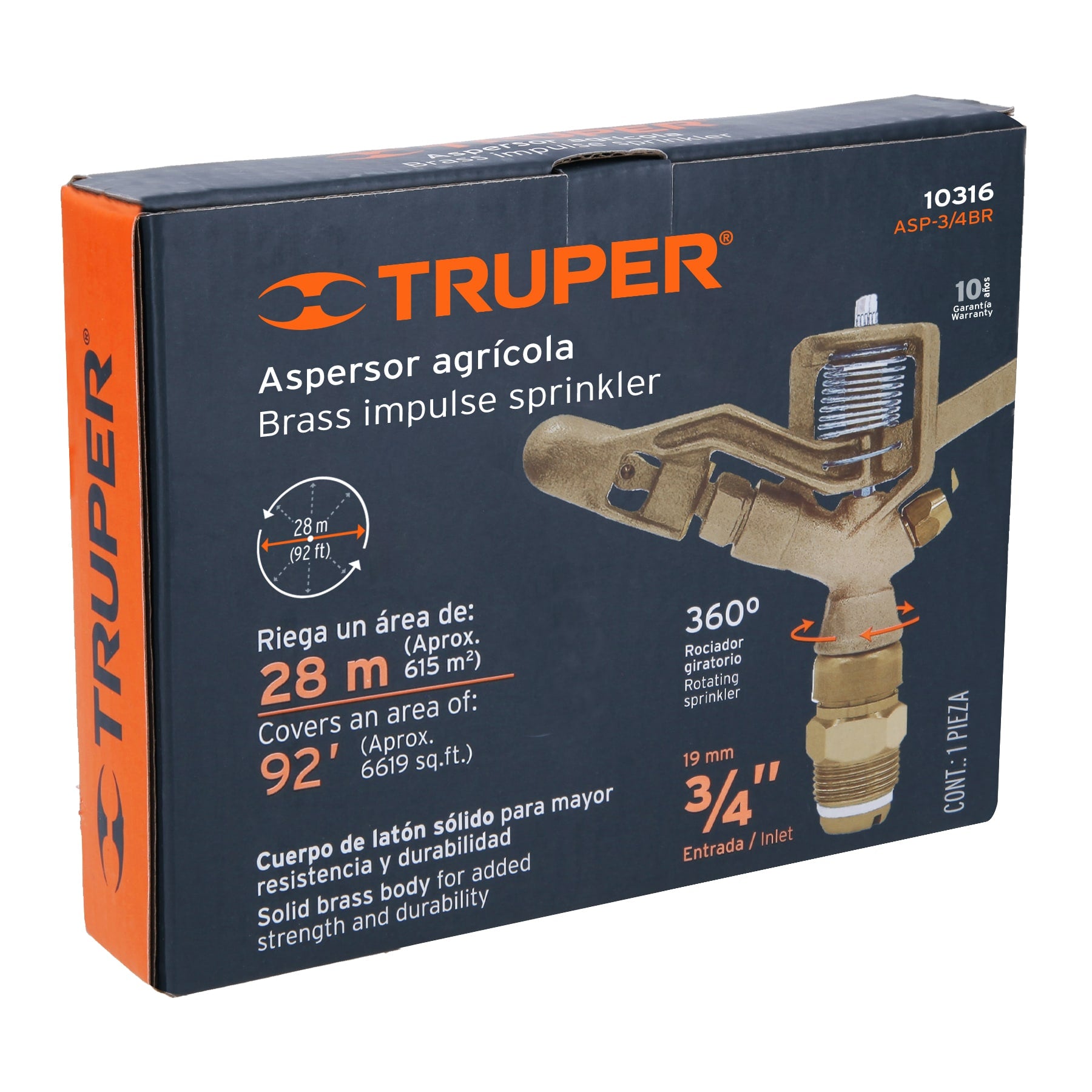 Aspersor Agricola de 3/4" Fundido en Laton Truper