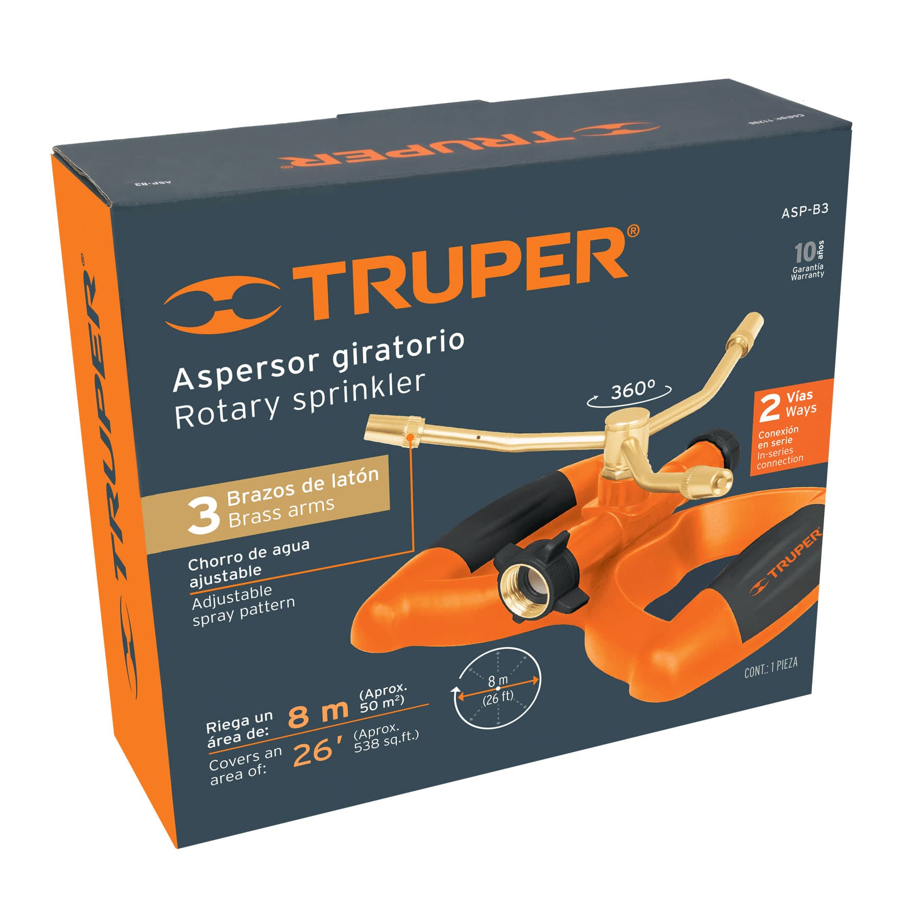 Aspersor Base Plástica 3 Brazos de Laton Truper