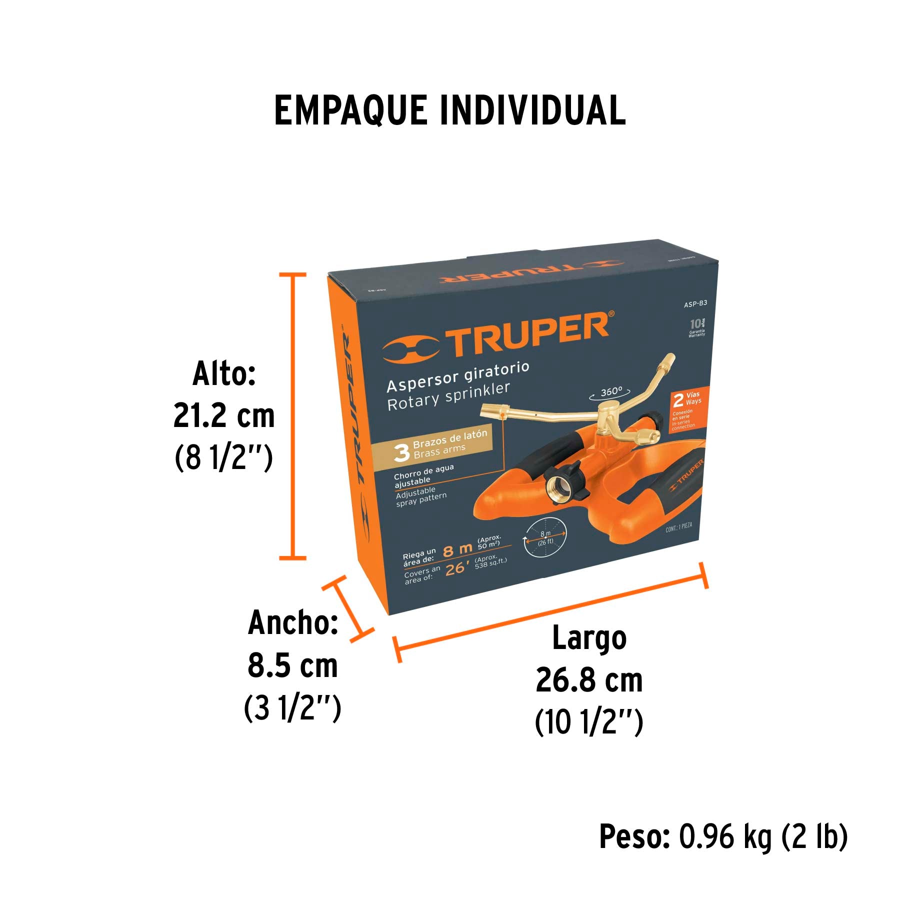 Aspersor Base Plástica 3 Brazos de Laton Truper