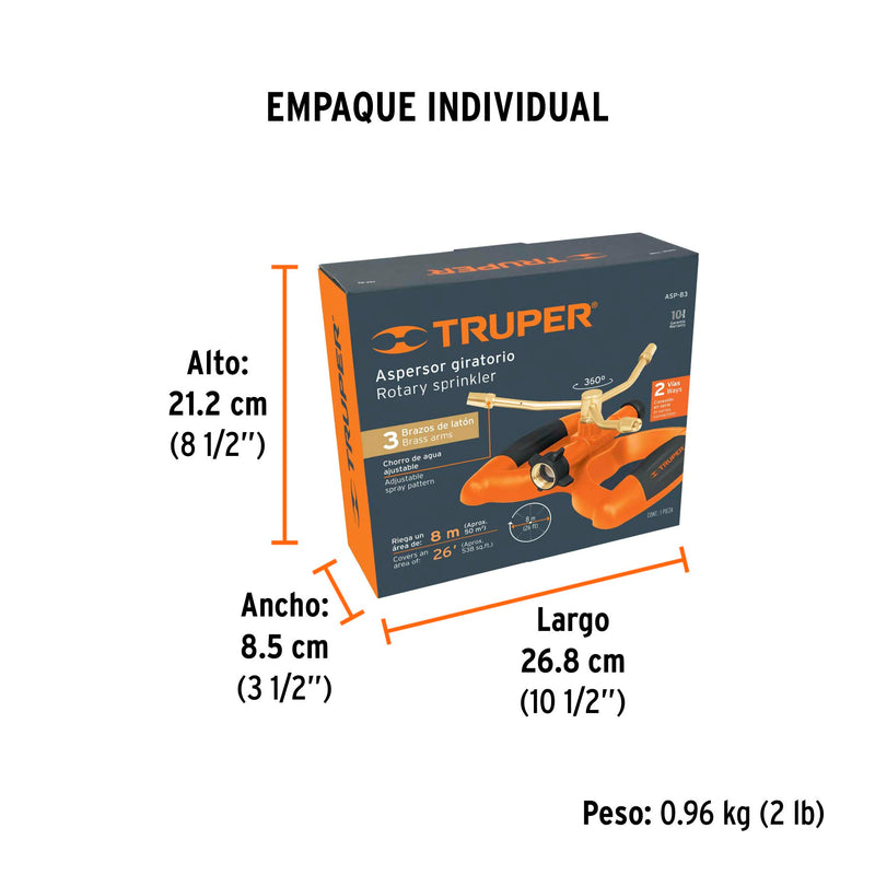 Aspersor Base Plástica 3 Brazos de Laton Truper