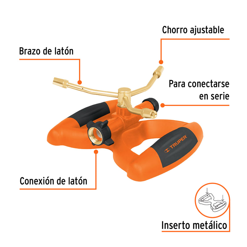 Aspersor Base Plástica 3 Brazos de Laton Truper