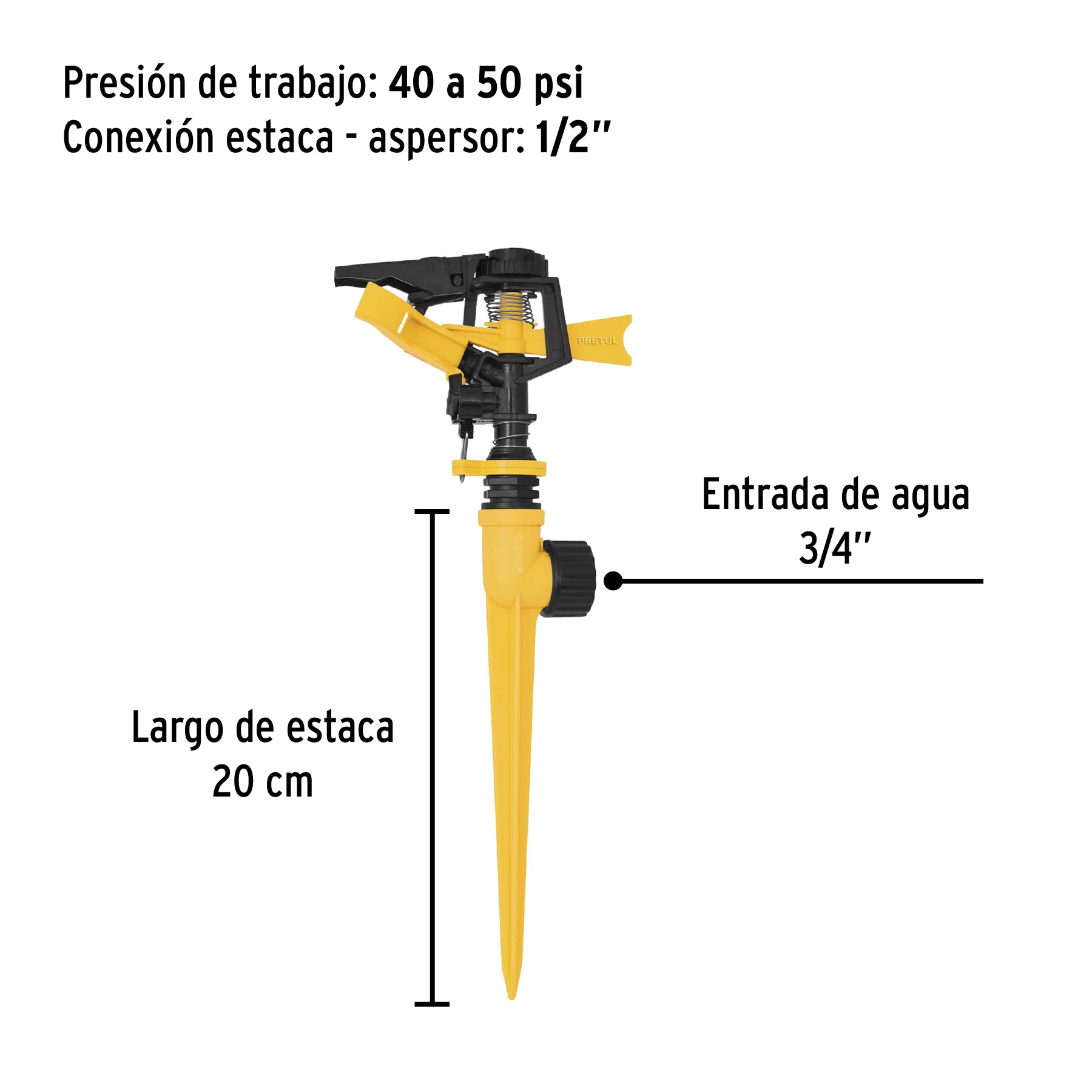 Aspersor Plastico de 1 Via Pretul
