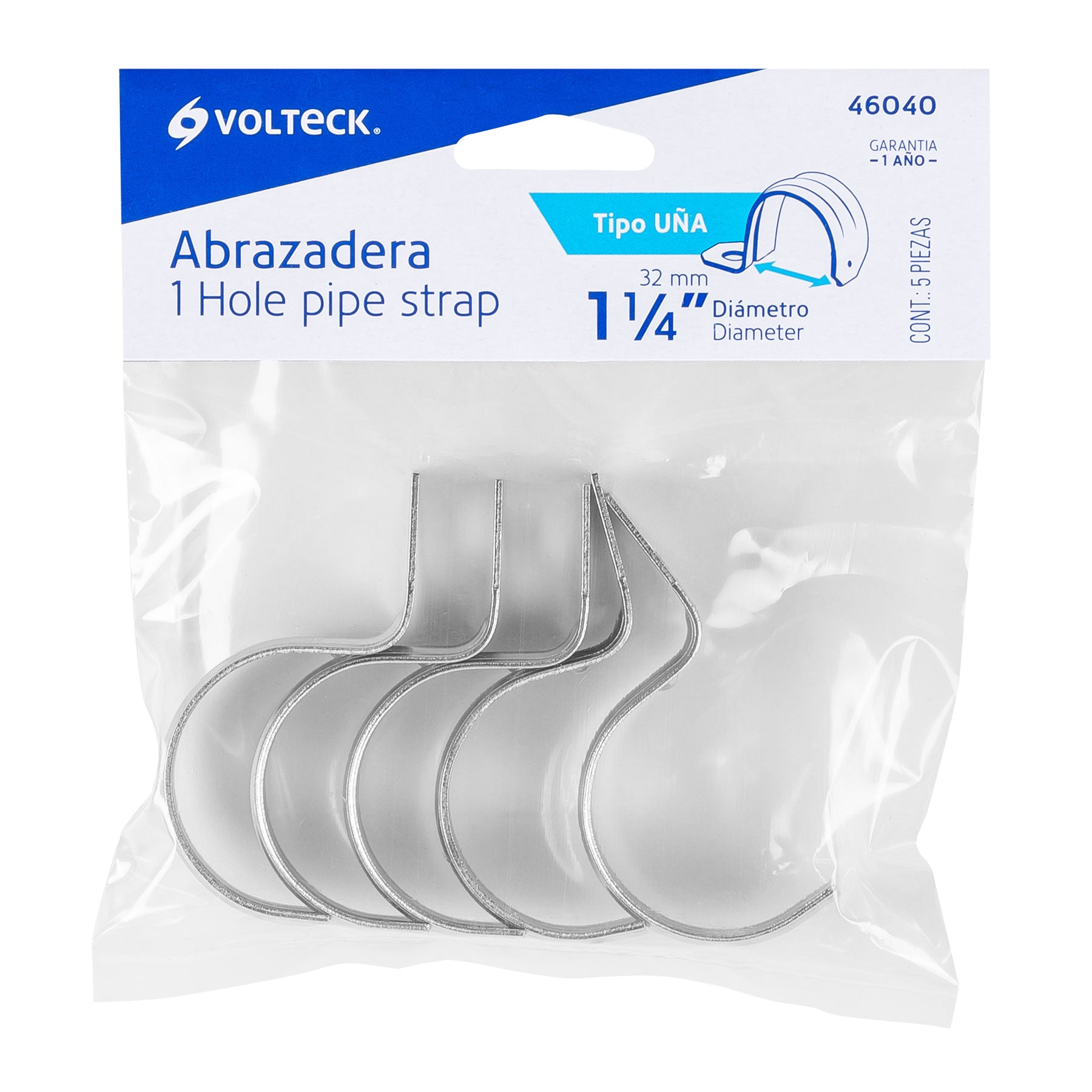 Abrazadera Uña Volteck 1"1/4 (32 mm) por Pieza
