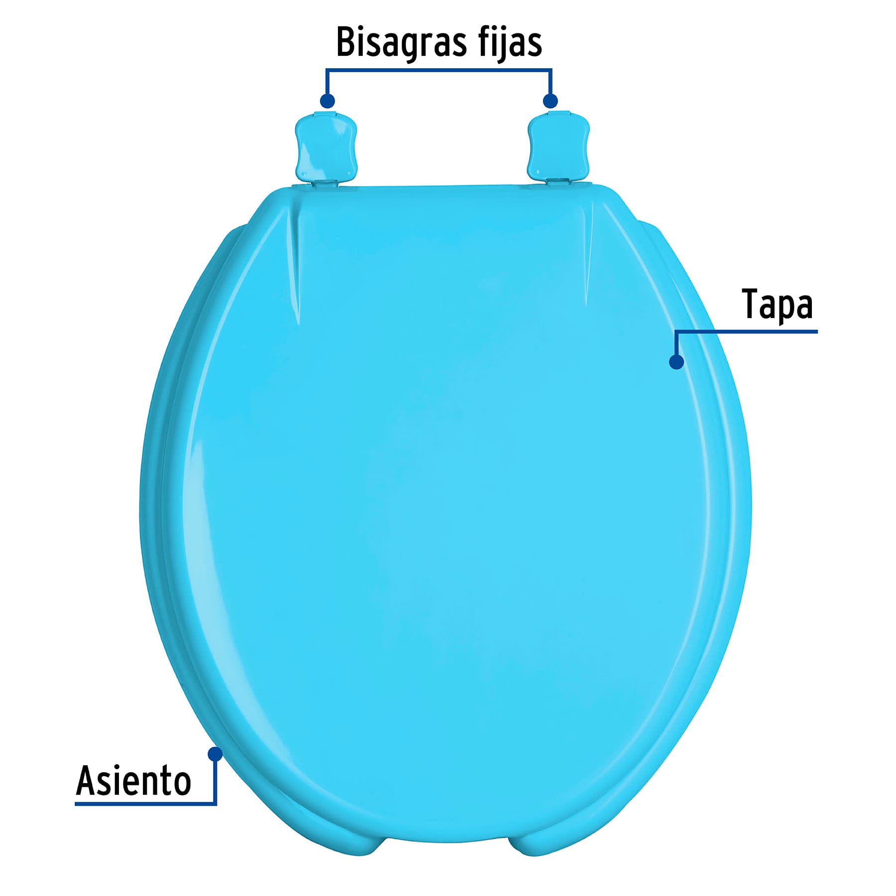 Asiento Corto con Tapa para Sanitario Azul Clasico Foset