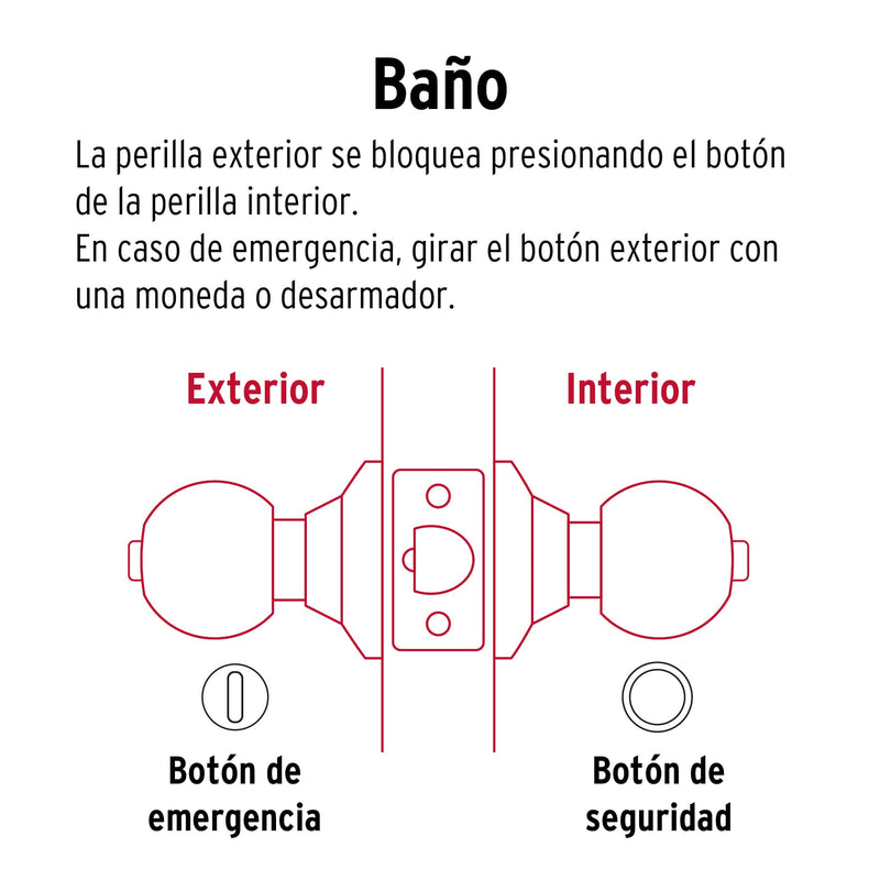 Cerradura Tipo Esfera Hermex Basic Cromo Baño