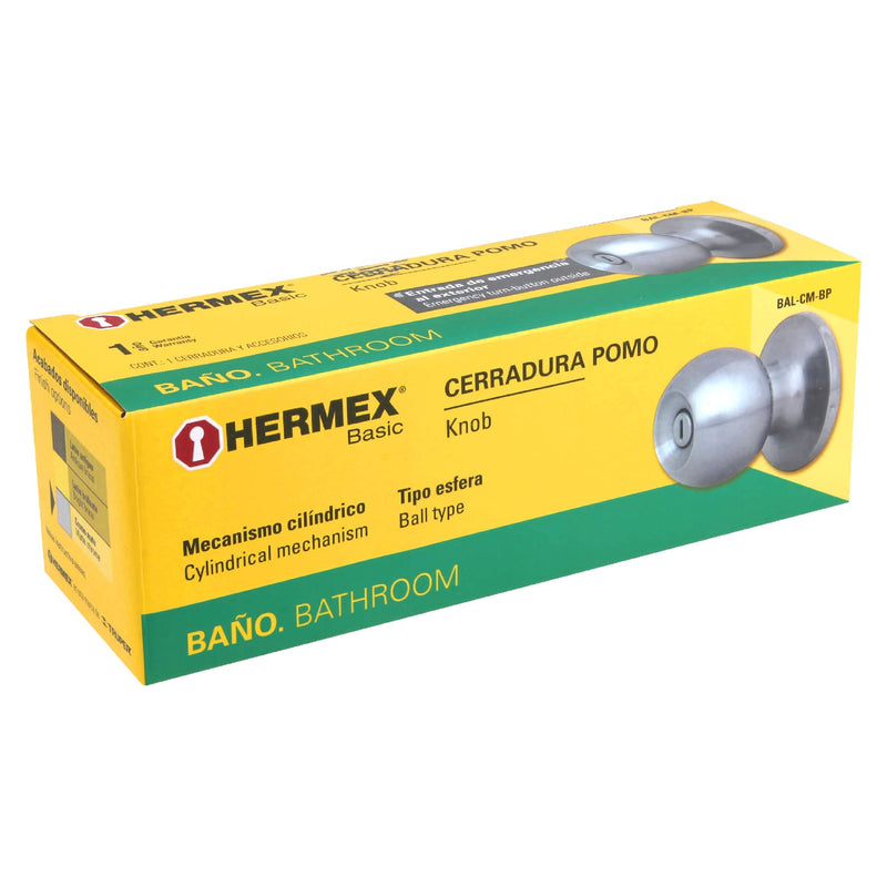 Cerradura Tipo Esfera Hermex Basic Cromo Baño