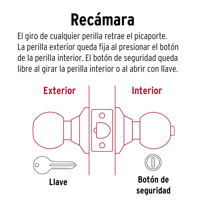 Cerradura Tipo Esfera Hermex Basic Cromo Recamara