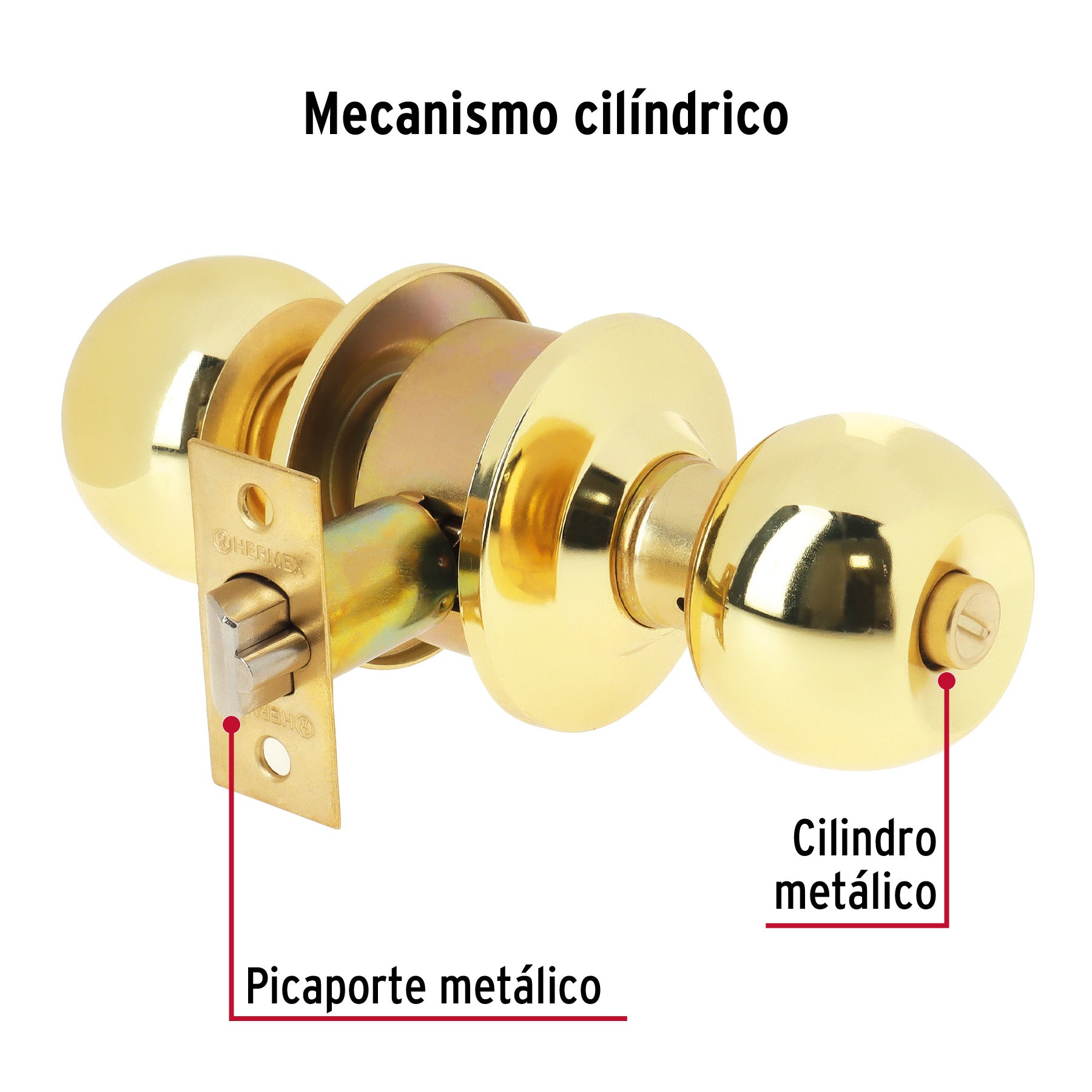 Cerradura Tipo Esfera Hermex Basic Laton Brillante Recamara