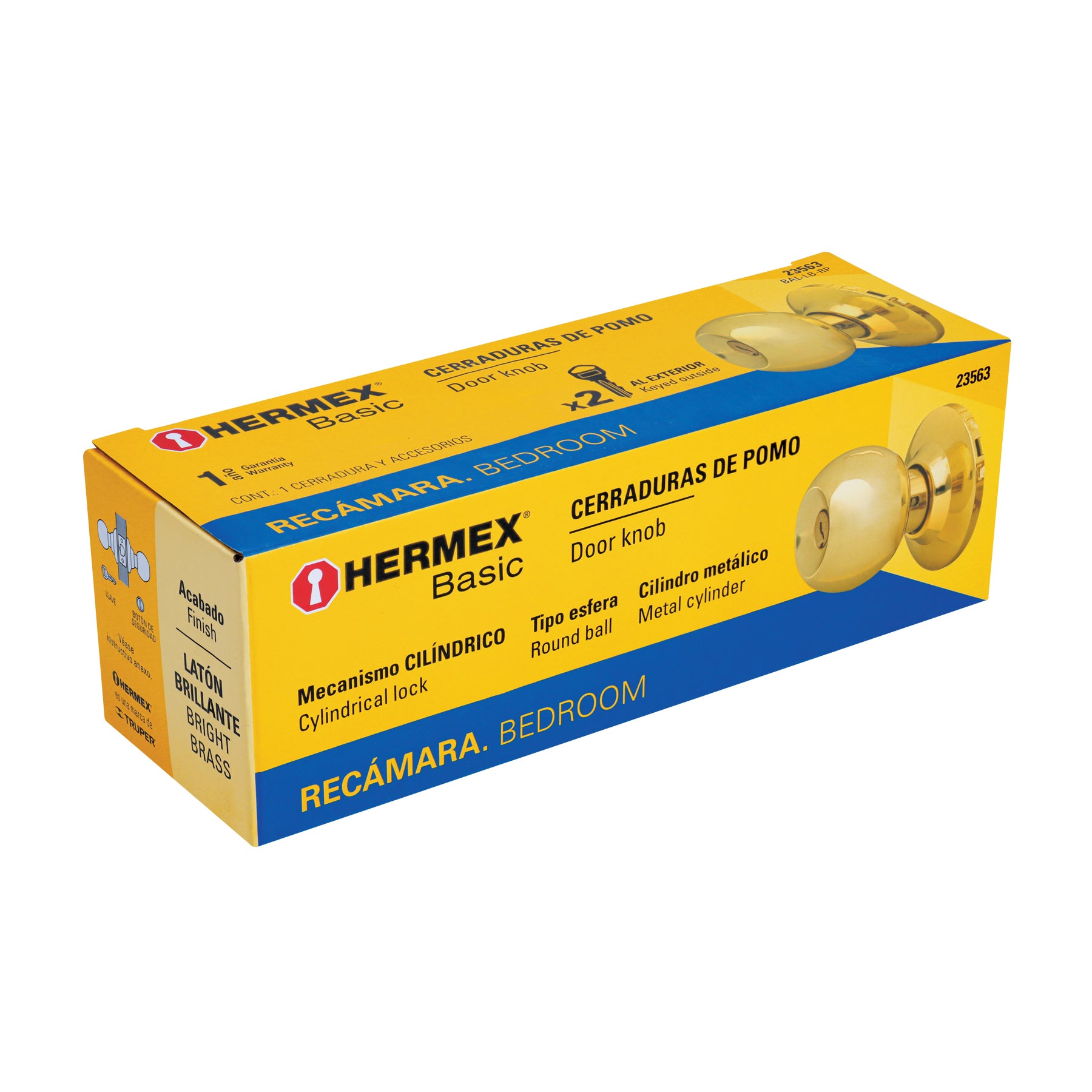 Cerradura Tipo Esfera Hermex Basic Laton Brillante Recamara