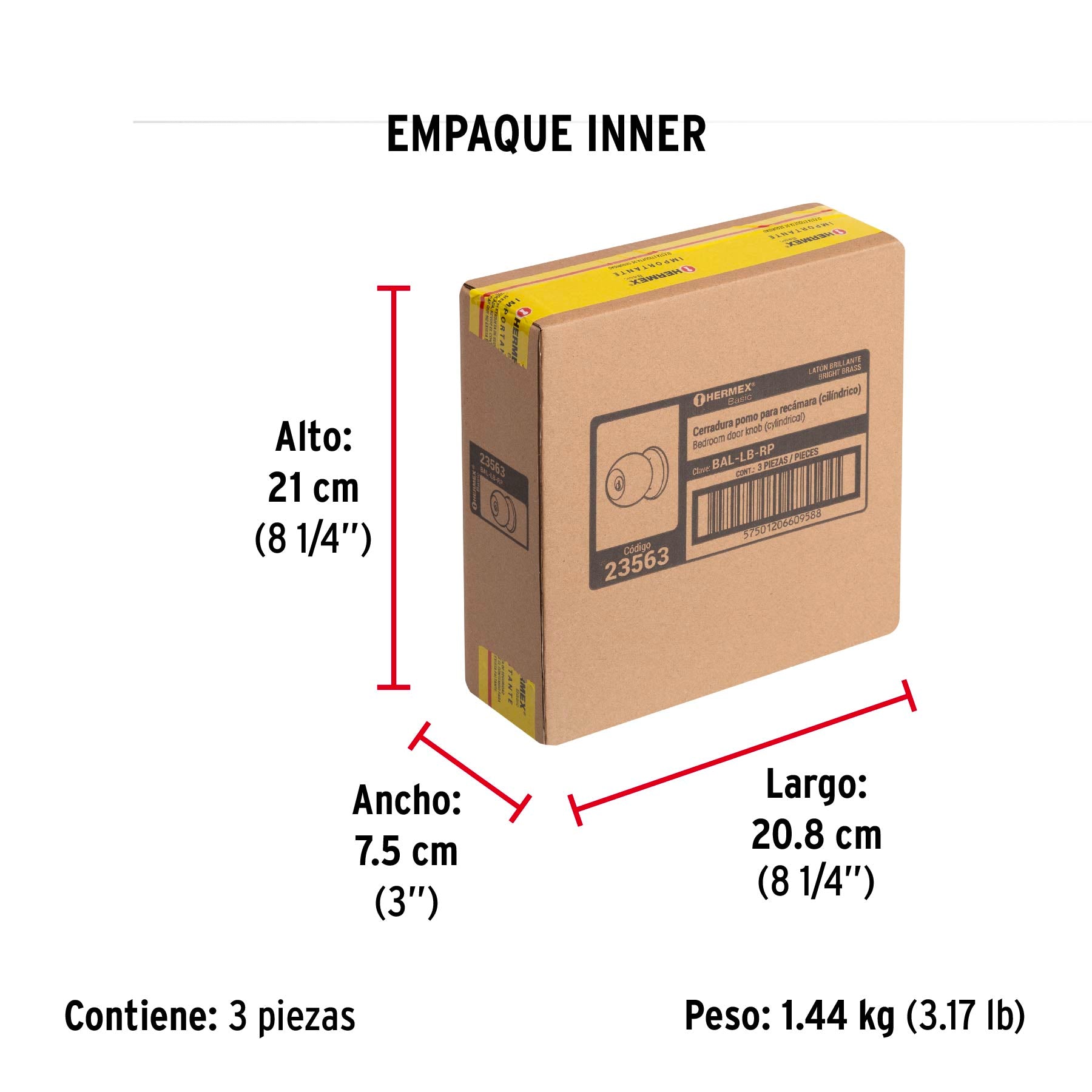 Cerradura Tipo Esfera Hermex Basic Laton Brillante Recamara