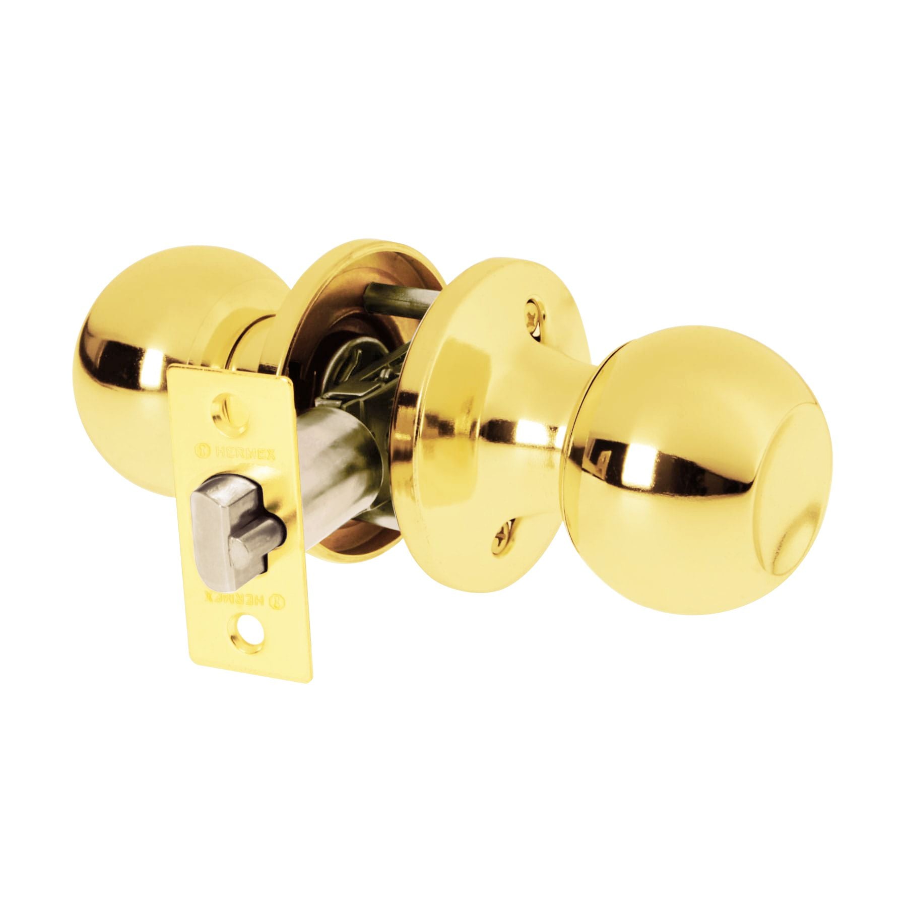 Cerradura Tipo Esfera Tubular HERMEX BASIC Laton Brillante Entrada
