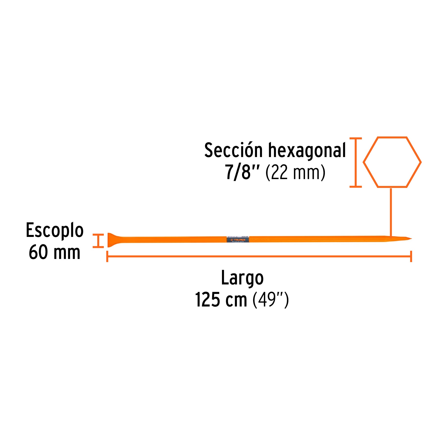 Barreta de Punta 7/8" X 125 cms Escoplo 60 mm Truper