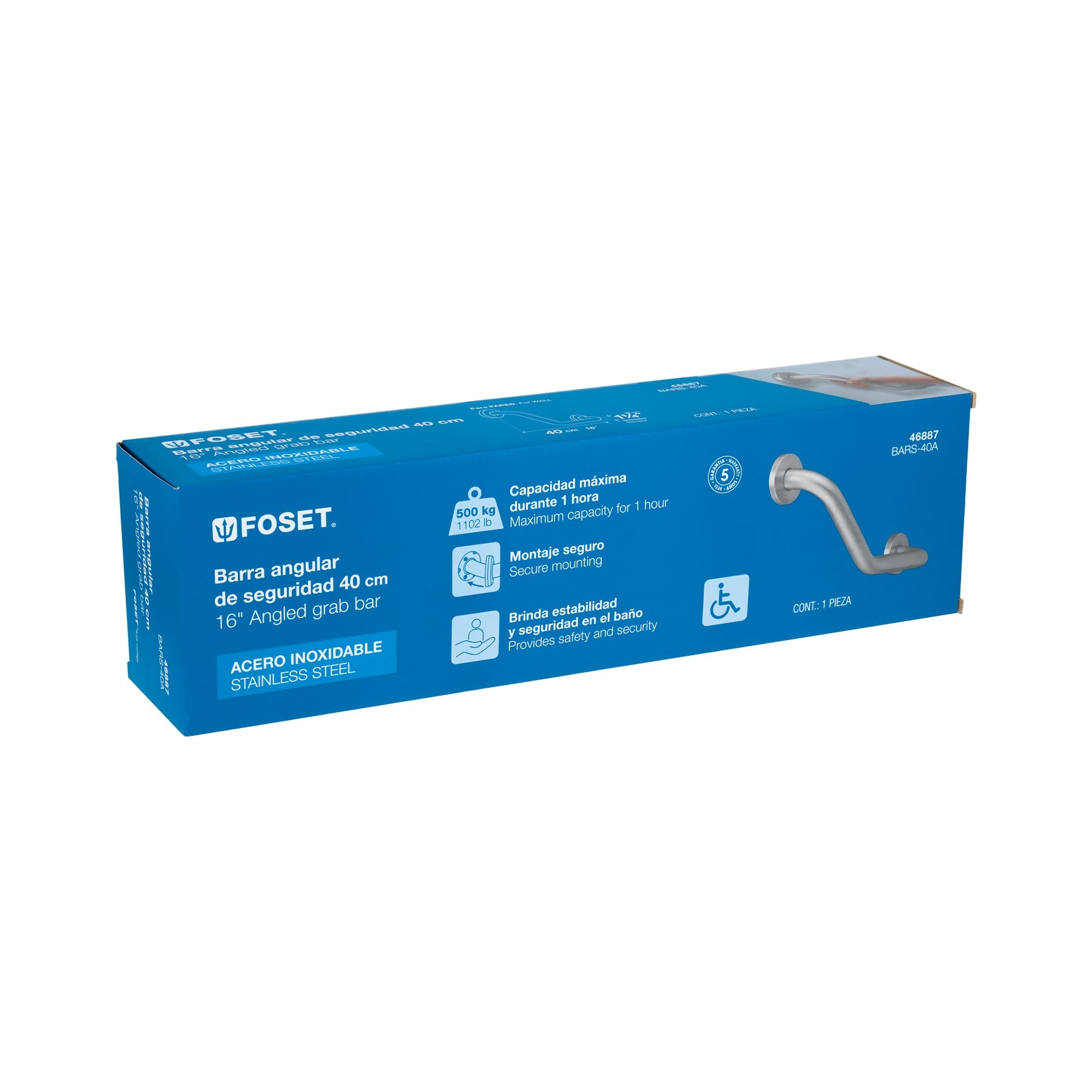Barra Angular de Seguridad Acero Inoxidable 40 cms Foset