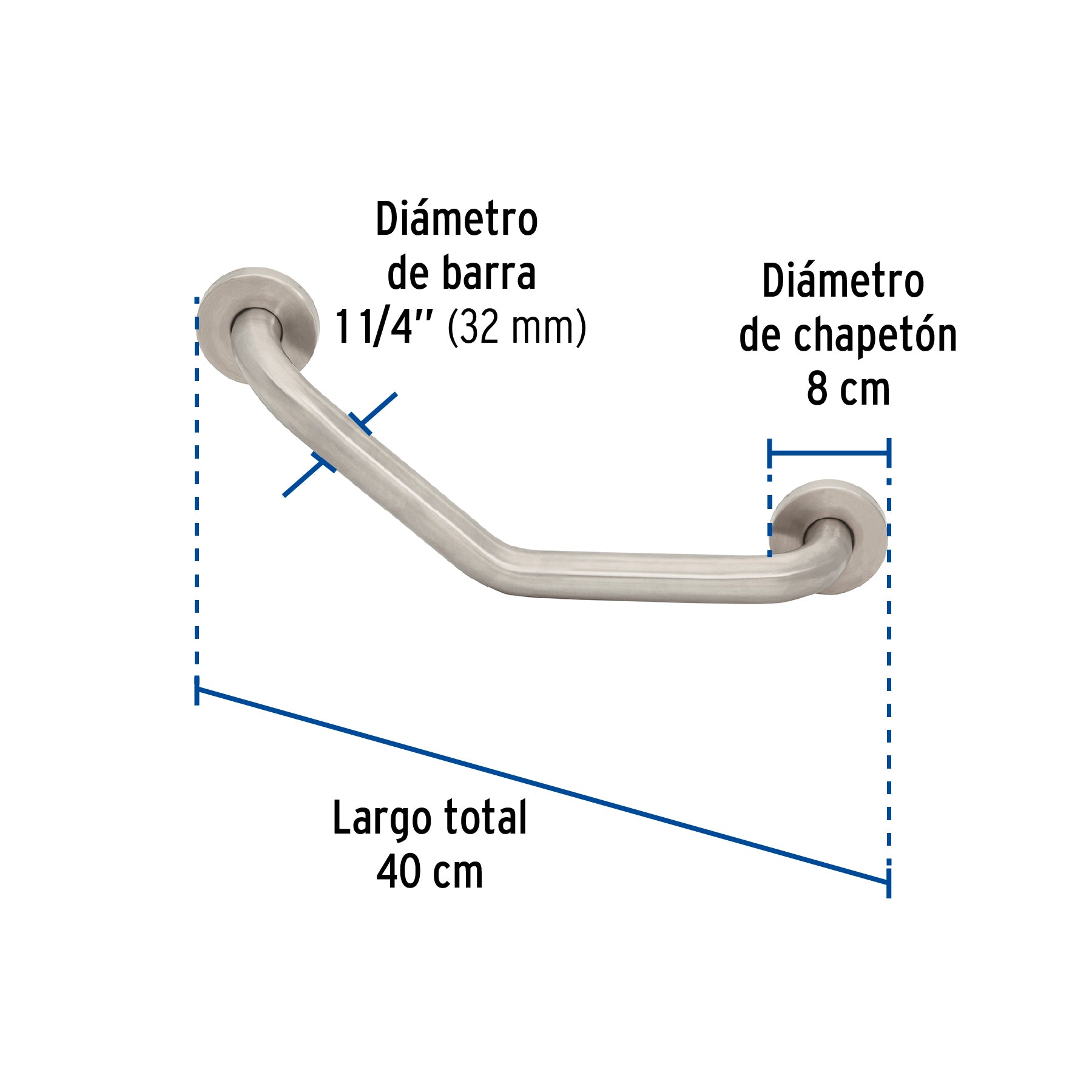 Barra Angular de Seguridad Acero Inoxidable 40 cms Foset