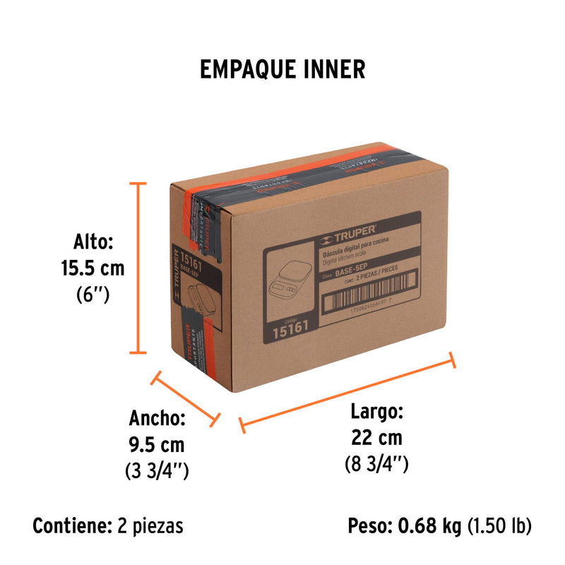 Bascula Capacidad 5 Kg Digital para Cocina Truper