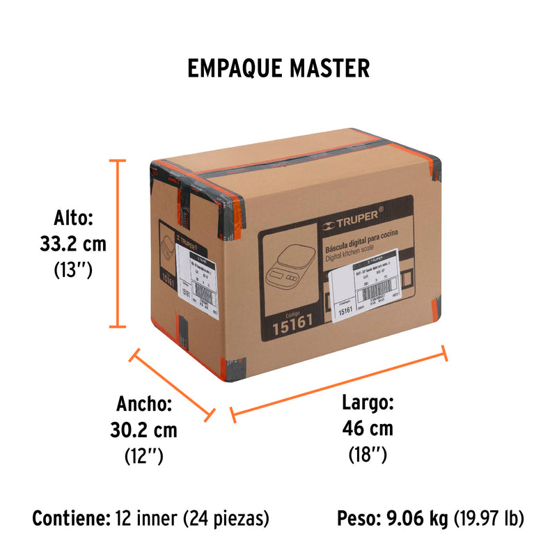 Bascula Capacidad 5 Kg Digital para Cocina Truper