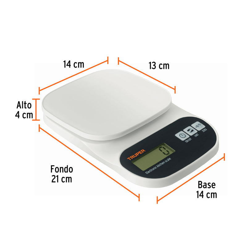Bascula Capacidad 5 Kg Digital para Cocina Truper