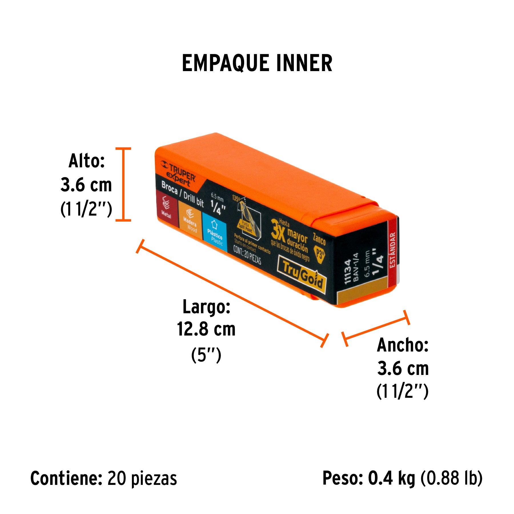 Broca de Acero M2 Alta Velocidad Truper 1/4"