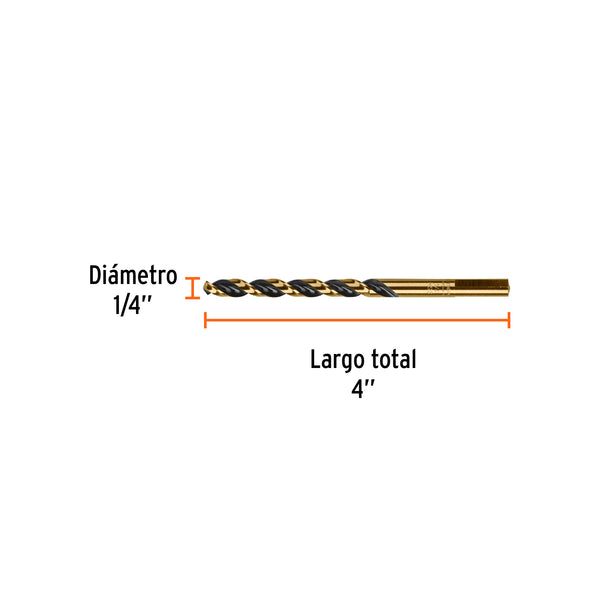 Broca de Acero M2 Alta Velocidad Truper 1/4"