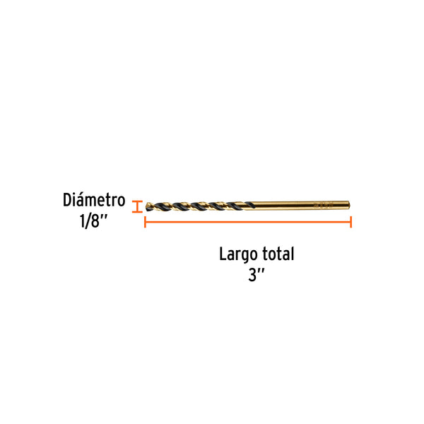 Broca de Acero M2 Alta Velocidad Truper 1/8"