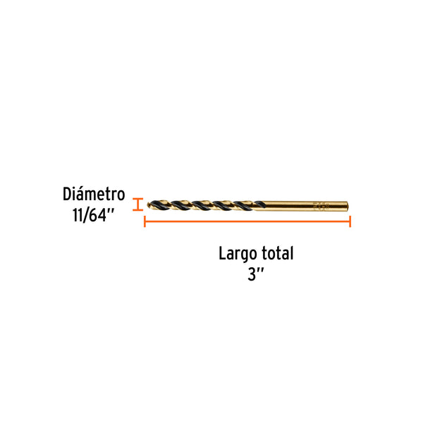 Broca de Acero M2 Alta Velocidad Truper 11/64"