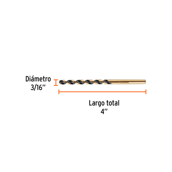 Broca de Acero M2 Alta Velocidad Truper 3/16"