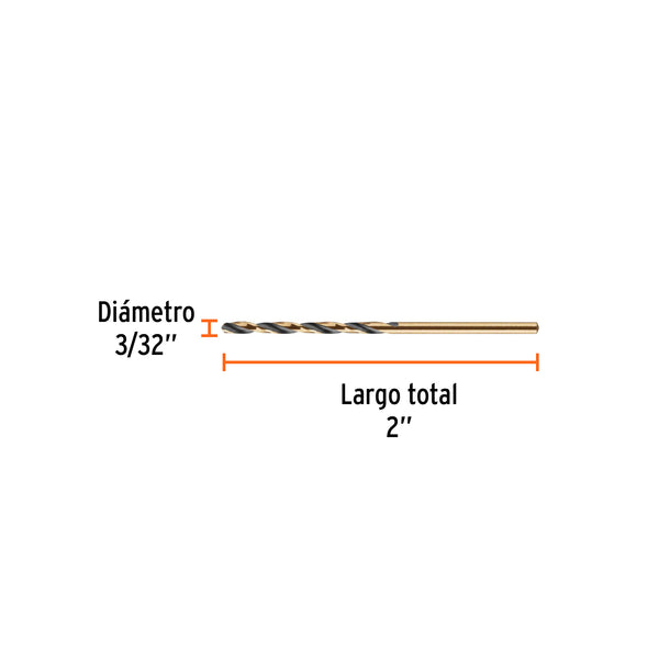 Broca de Acero M2 Alta Velocidad Truper 3/32"