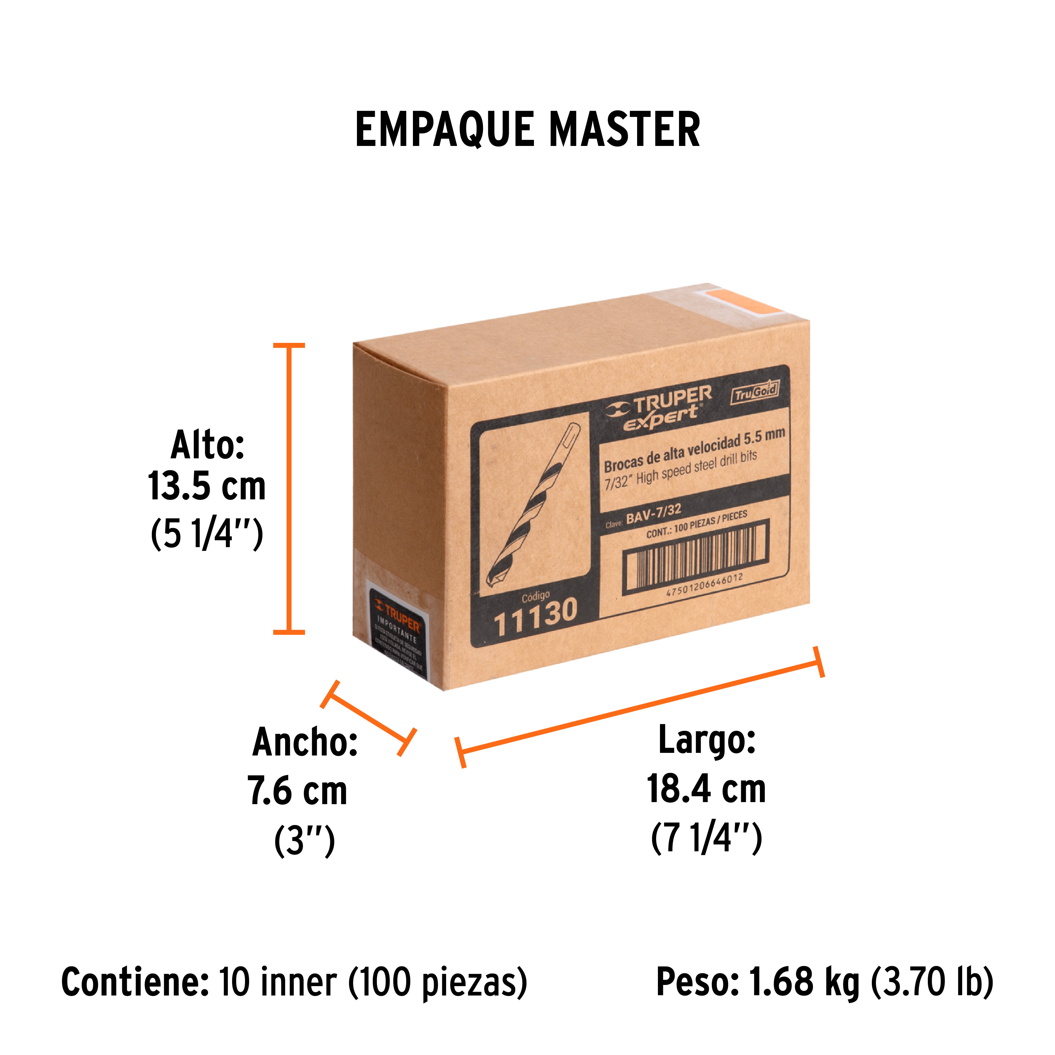 Broca de Acero M2 Alta Velocidad Truper 7/32"