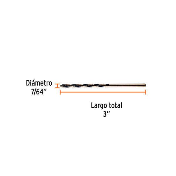 Broca de Acero M2 Alta Velocidad Truper 7/64"