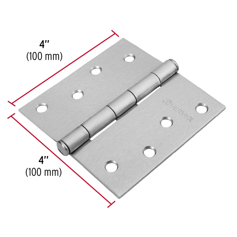 Bisagra Cuadrada Cromo Mate Cabeza Plana Hermex 4"