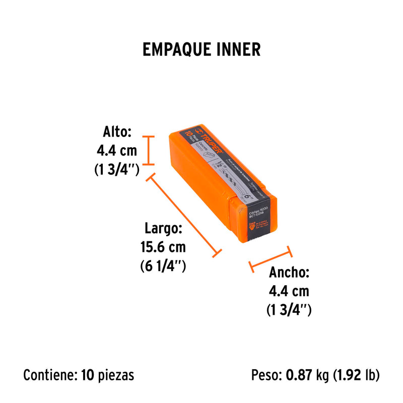 Broca para Concreto Truper 1/2" X  6"