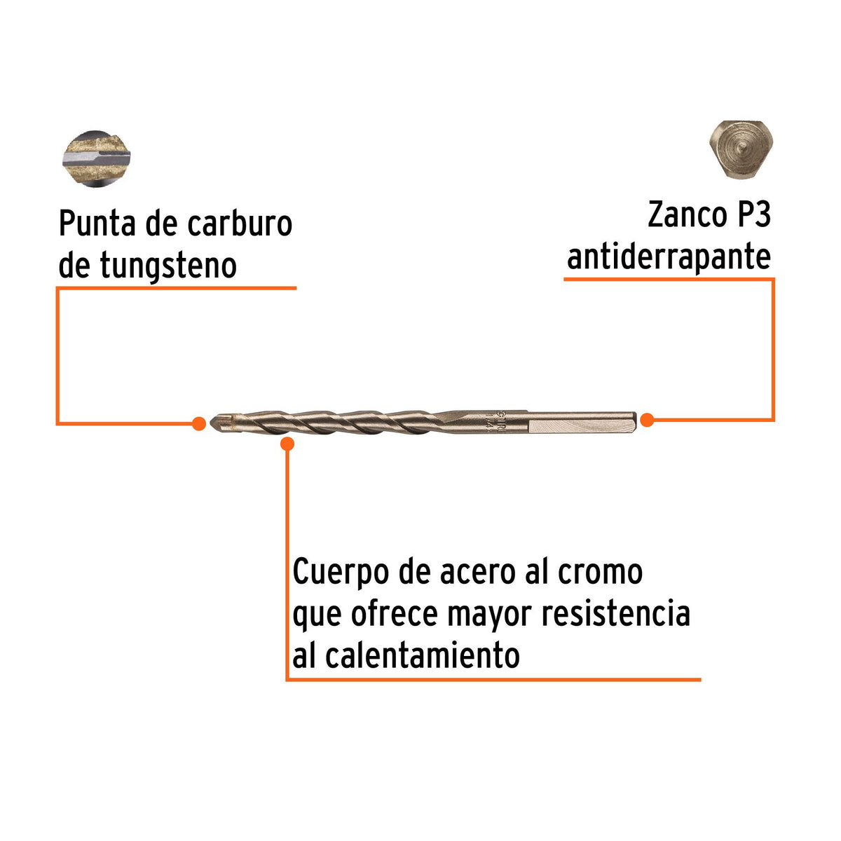 Broca para Concreto Truper 1/4" X  4" Blister