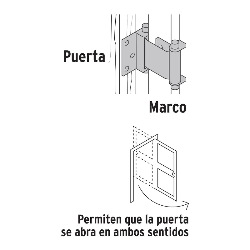 Bisagra Doble Accion 3" Acero Latonado Hermex