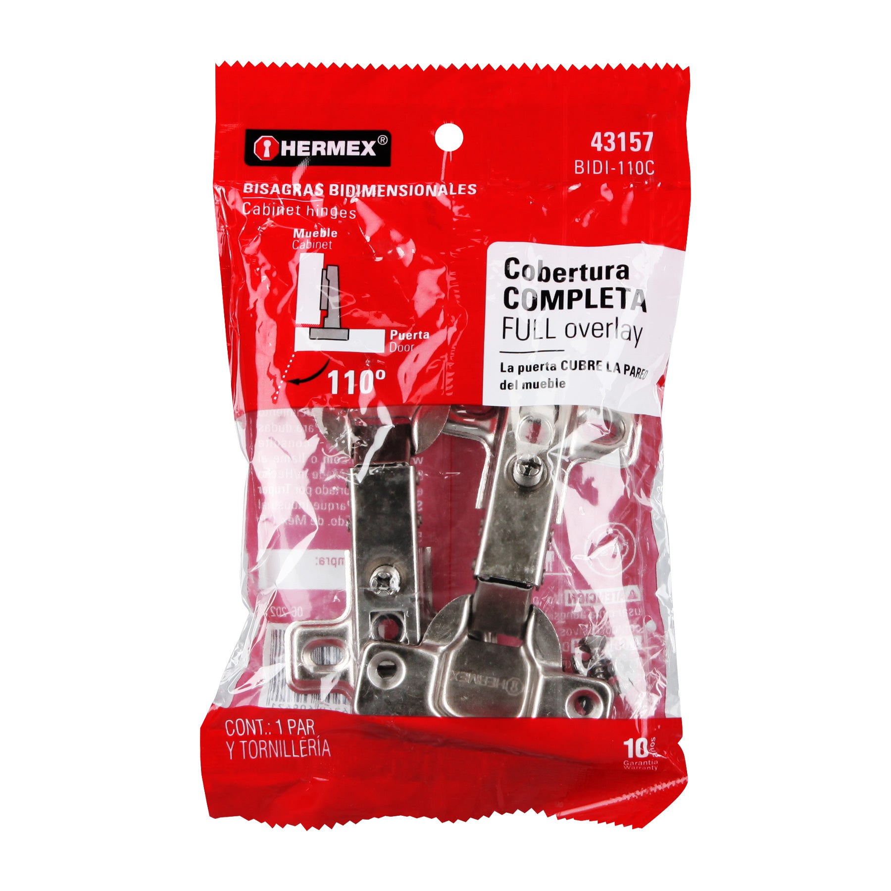 Bisagra Bidimensional Cobertura Completa 110° Hermex