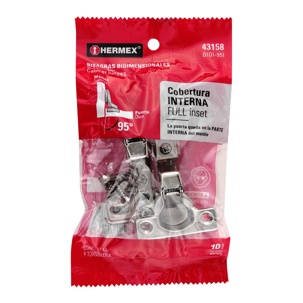 Bisagra Bidimensional Cobertura Interna 95° Hermex