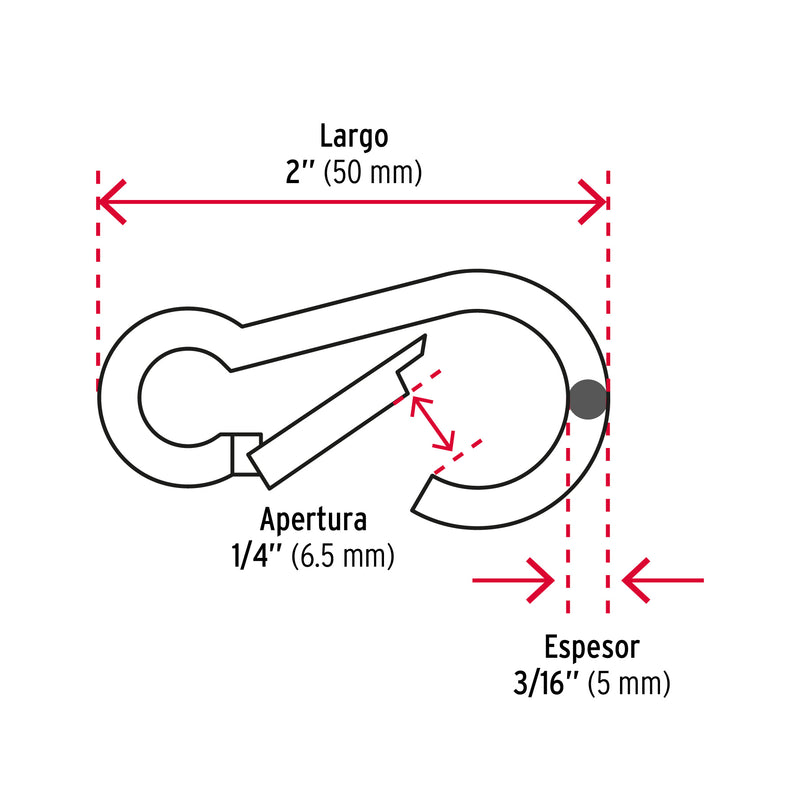 Bandola Mosqueton de Acero Fiero 3/16" (5 mm)