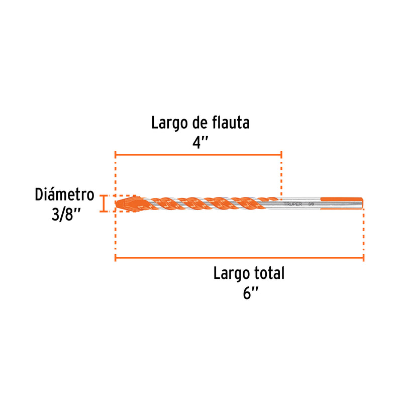 Broca Multimaterial 3/8" x 6" Truper