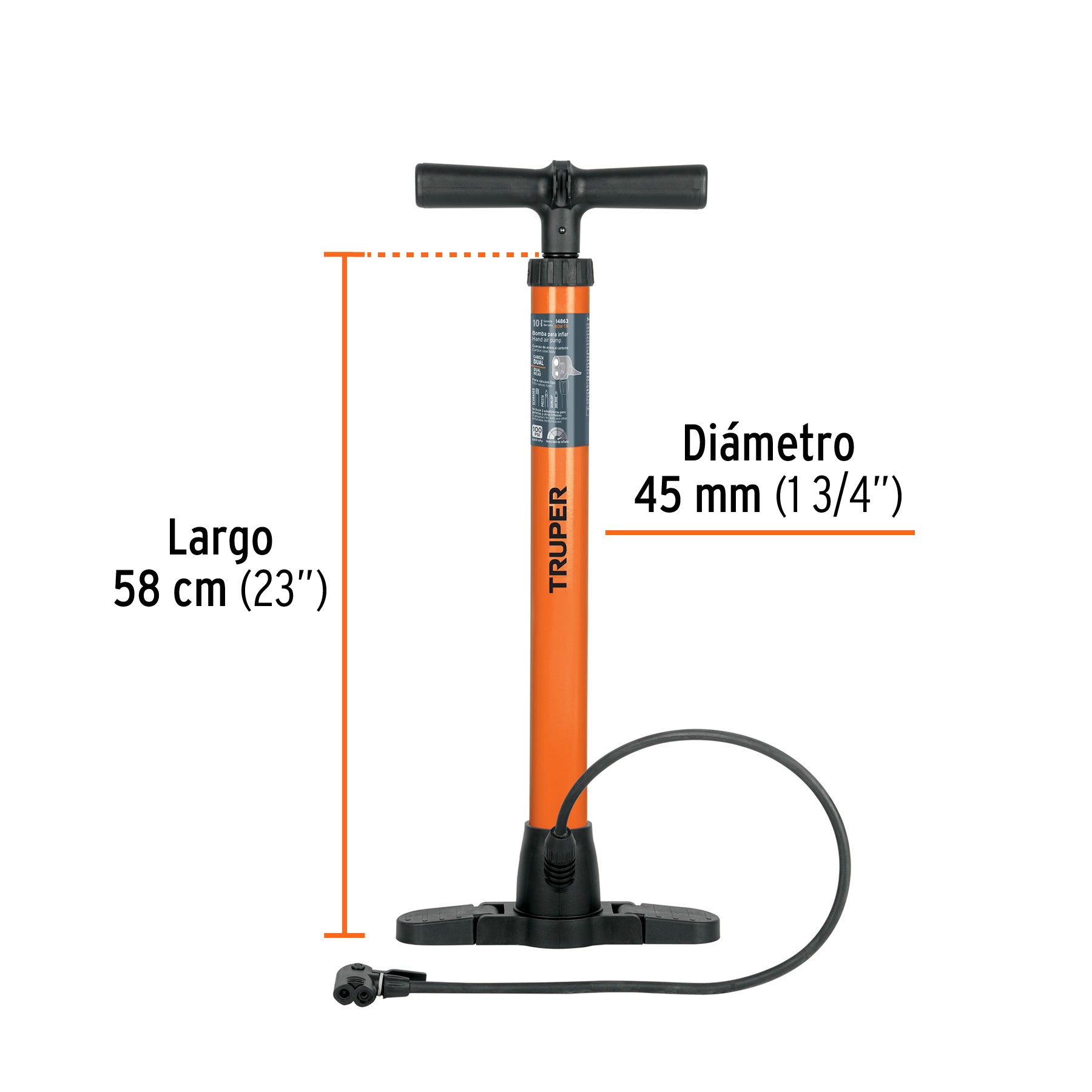 Bomba para Inflar Manual 100 PSI Truper
